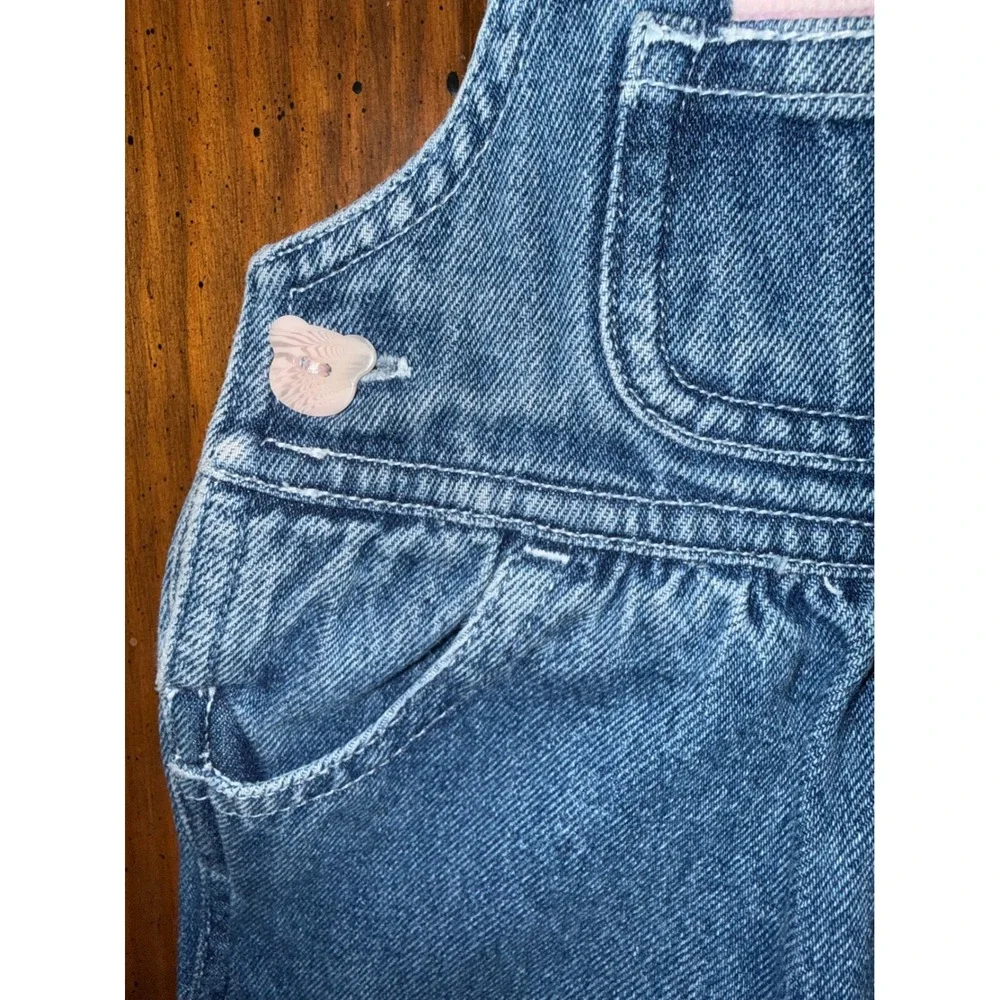 Y2K Carter's Baby Girl Denim Bear Overalls Romper 0-3 Months 100% Cotton